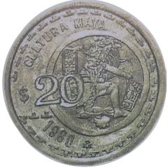 20 Pesos Pattern; Jugador de Pelota; Uniface; Copper-Nikel