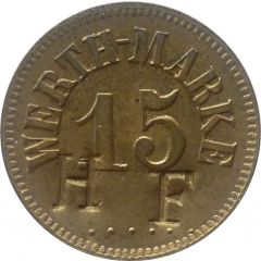 15 Pfennig Werth-Marke, Countermarked `HF`