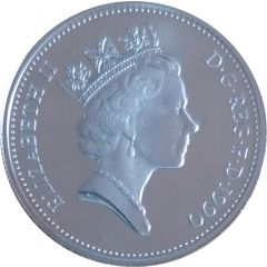 5 Pence - Elizabeth II 3rd portrait, large type, Silver Proof