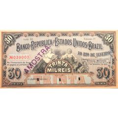 30 Mil Réis Banco da República dos Estados Unidos do Brazil, 1st. Print