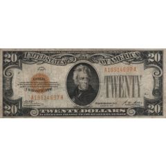 20 Dollars Gold Certificate, Gold Seal left