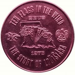 Mardi Gras Token - Zeus Ten Flags in the Wind, Pink, Metairie, Louisiana