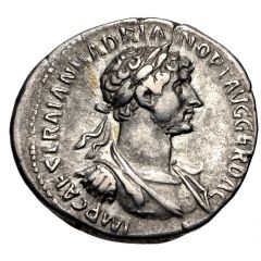 Denarius - Hadrian and Trajan PARTHIC DIVI TRAIAN AVG F P M TR P COS P P ADOPTIO