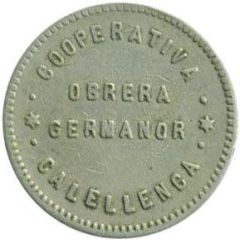 1 Peseta - Cooperativa Obrera Germanor Calellenca