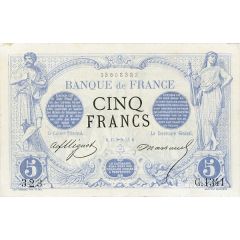 5 Francs - Blue, black denomination type 1871