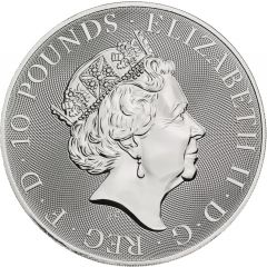 10 Pounds - Elizabeth II White Lion of Mortimer, 10 oz Fine Silver