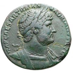 Sestertius - Hadrian P M TR P COS III S C, Spes