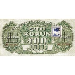 100 Korun Provisional `Adhesive stamp` issue