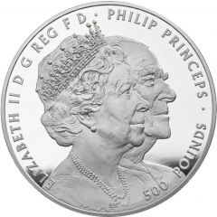 500 Pounds - Elizabeth II Platinum Wedding, Silver Proof