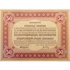 50 Perpera Austro-Hungarian Occupation in WWI - Army Administration