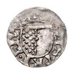 1 Pfennig - Wolter von Plettenberg and Jasper Linde Riga, two shields, smooth sides