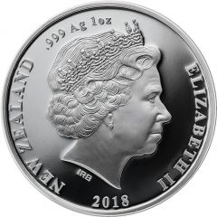 1 Dollar - Elizabeth II 4th Portrait - Little Spotted Kiwi, Coloured Silver Proof