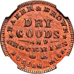 Civil War Merchant Token - Baker and Brown Dry Goods Hudson, MI
