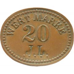 20 Pfennig Wert-Marke, Countermarked 'J.L.'