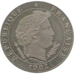 5 Centimes Essai piéfort en maillechort de Merley, type II