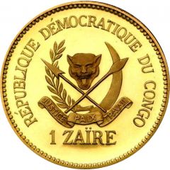 1 Zaïre 5 Years of J.D. Mobutu`s Presidency, Gold Proof Issue