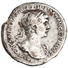 Denarius - Trajan P M TR P COS VI P P S P Q R, Virtus