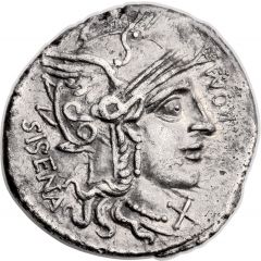 Denarius Cornelia: Gneius Cornelius Sisenna, ROMA SISENA / CN•CORNEL•L•F