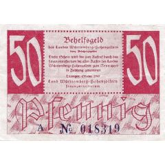 50 Pfennig Württemberg-Hohenzollern, French occupation