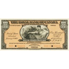 100 Dollars / 20 Pounds, 16 Shillings, and 8 Pence Royal Bank of Canada