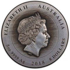 8 Dollars - Elizabeth II 4th Portrait - Hall of Memory - Silver Antiqued