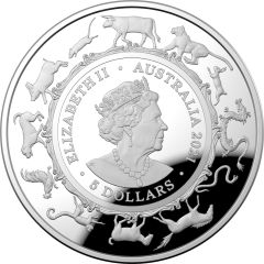 5 Dollars - Elizabeth II 6th Portrait - Year of the Ox, Domed