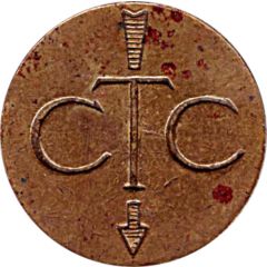 Telephone Token - CTC arrow down, large type, 6 and 9 round