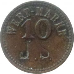 10 Pfennig Wert-Marke, Countermarked 'J.S.'
