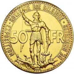 50 Francs Brussels World`s Fair 1935, French text, Pattern