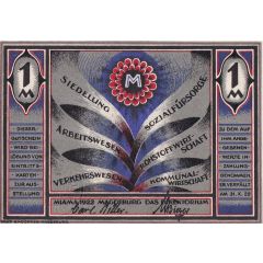1 Mark MIAMA, Mitteldeutsche Ausstellung für Siedelung Sozialfürsorge und Arbeit Magdeburg 1922