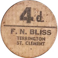 4 Pence - F.N. Bliss Farm Terrington, St. Clement, pickers token