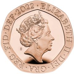 20 Pence - Elizabeth II 5th Portrait, Royal Shield, Gold Proof