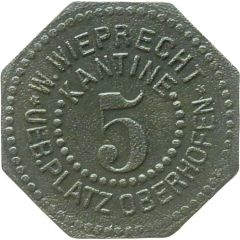 5 Pfennigs - Oberhofen W. Wieprecht Kantine Ueb. Platz