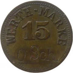 15 Pfennig Werth-Marke, Countermarked `O Sch`