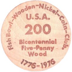 Wooden Nickel - Fishbowl Coin Club 7th Reward Siren, Wisconsin