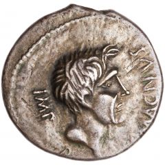 Denarius Sextus Pompey, SEX•MAGNVS IMP B / PIETAS