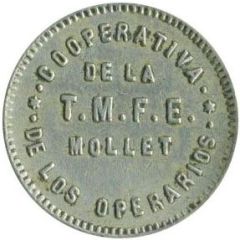 1 Peseta - Cooperativa de los Operarios de la T.M.F.E. Mollet