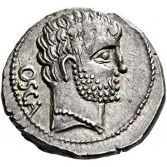 Denarius Cn. Domitius Calvinus, OSCA / DOM•COS•ITER•IMP