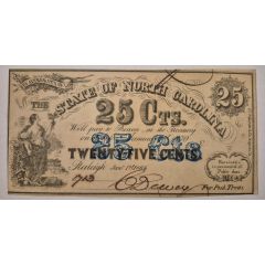 25 Cents State of North Carolina; overprinted
