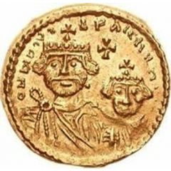 1 Solidus In the name of Heraclius and Heraclius Constantine, Cross with flat ends, short right bust