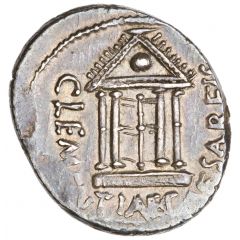 Denarius P. Sepullius Macer, CLEMENTIAE CAESARIS / P•SEPVLLIVS MACER