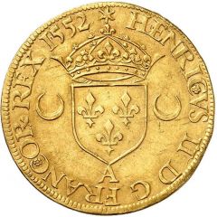 Gold Ecu with crescents - Henry II