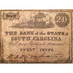 20 Cents The Bank of the State of South Carolina