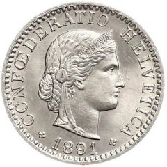 20 Rappen Libertas, nickel