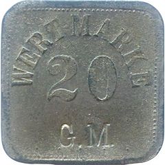 20 Pfennig Wert-Marke, Countermarked `G.M.`
