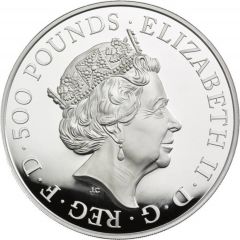 500 Pounds - Elizabeth II 5th portrait, 1 kg Fine Silver