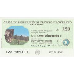 150 Lire - Cassa di Risparmio di Trento e Rovereto
