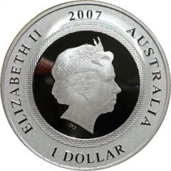 1 Dollar - Elizabeth II 4th Portrait - Lunar Pig - Lenticular Silver Frosted