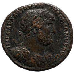 Sestertius - Hadrian P M TR P COS III VIRT AVG S C, Virtus