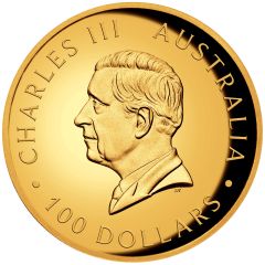 100 Dollars - Charles III 1st Portrait - Australian Kangaroo - Gold Proof High Relief